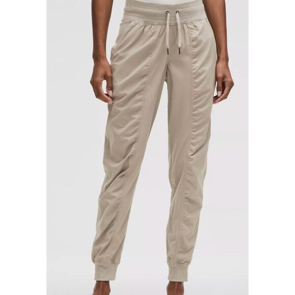 Lulu Lemon Dance Studio Mid-Rise Joggers Pants Warm Ash Gray, Tan Size 2NWT